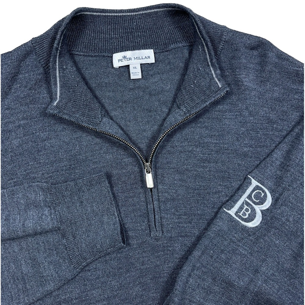 Peter Millar Sweater Men Men XL Gray Pullover Quarter Zip Merino Wool Knit Adult